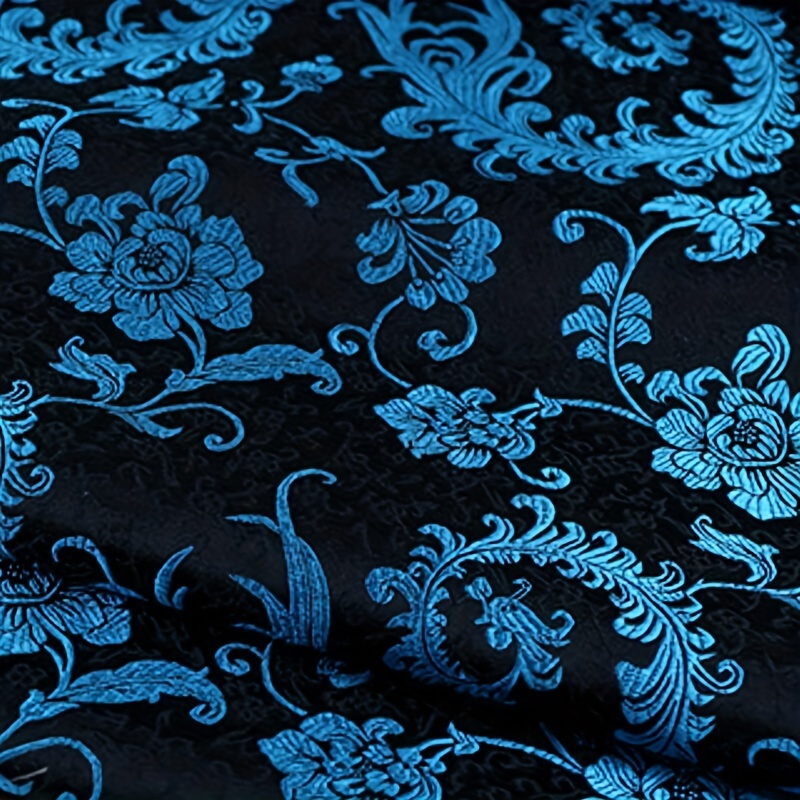 Wedding Decoration Supply - Kain Brokat Ekor Phoenix Biru 3D