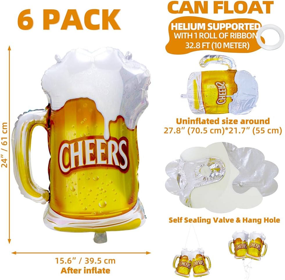 6 Buah Balon Mug Bir Cheers Pe - Wedding Alcohol Supply ulasan dan harga